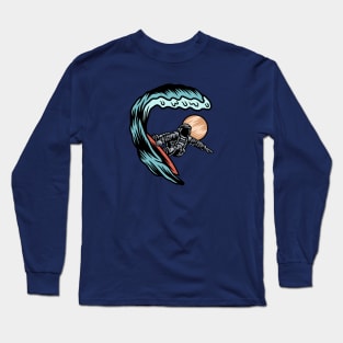 Surfing Astronaut Riding a Wave Long Sleeve T-Shirt